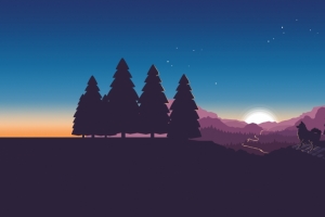 星空矢量风景壁纸3440x1440