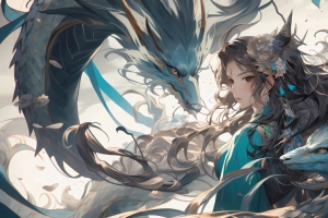 龙 女孩 好看动漫人物3440x1440带鱼屏壁纸