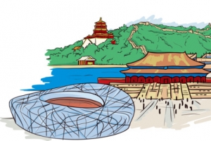 高清手绘卡通插画建筑物