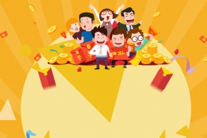 黄色卡通人物投资理财展架