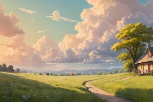 田园小屋风景3440x1440带鱼屏壁纸