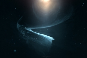 神秘星空青色云彩海报