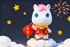 2026马年 可爱小马 灯笼 平安 简单新年背景4k壁纸