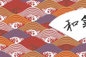 日系和风扇子波纹红色背景