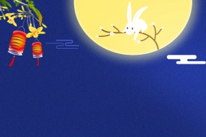 蓝色情系中秋海报