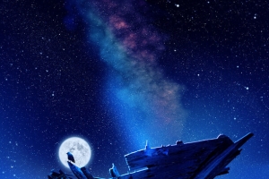 夜空下的破旧木船海报背景