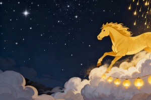 2026马 星空 云 灯笼 3440x1440带鱼屏壁纸