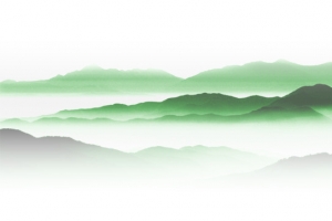 个风山水墨绿色山峦