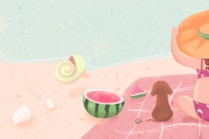夏日大暑卡通手绘banner