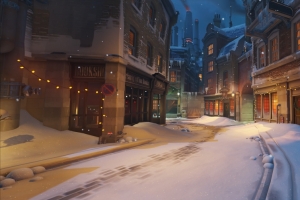 overwatch 守望先锋 城市街道 雪 圣诞节 5K游戏壁纸