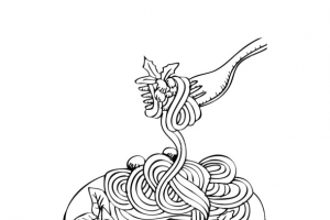 意大利面简笔画手绘画