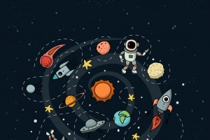创意太空和宇航员插画矢量素材