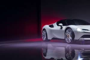 法拉利Ferrari SF90 Stradale 白色跑车3440x1440带鱼屏壁纸
