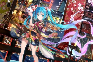 初音,面具,美少女,初音未来4k壁纸