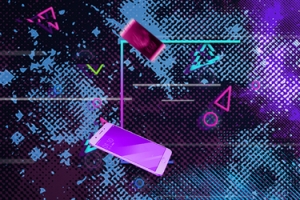 双11爆款手机促销几何紫色banner