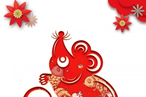 年夜饭鼠年剪纸花春节