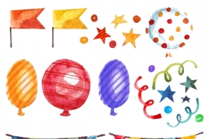 水彩生日装饰套