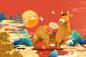 牛年大吉 国潮画风 2021新年元旦4K高清壁纸