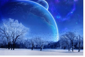 月夜星空蓝色冬季全屏海报背景