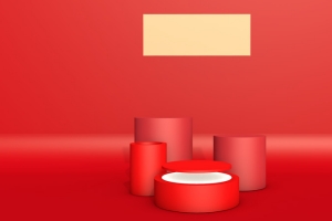 红色展台c4d建模红色