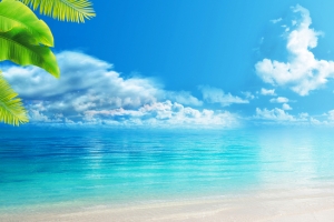 夏日海滩旅游蓝色清新背景