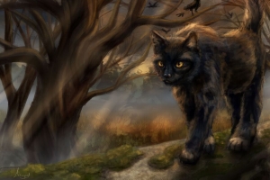 猫 童话 宠物 树 艺术 4k壁纸 3840x2160