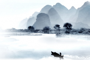 水墨古风山水画免扣PNG