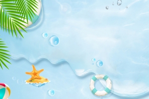 夏日夏天淘宝天猫电商蓝色banner