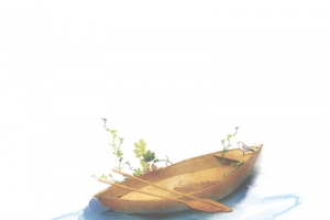 手绘田园小船