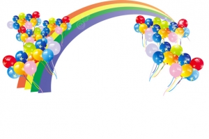 白云气球彩虹六一儿童节主题素材