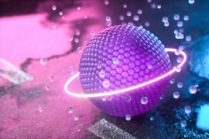 3840x2160 球 发光 霓虹灯 戒指 球 3d壁纸 背景