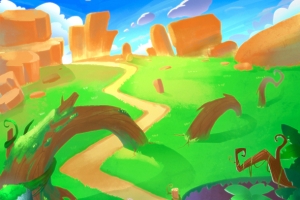绿色植物卡通游戏场景