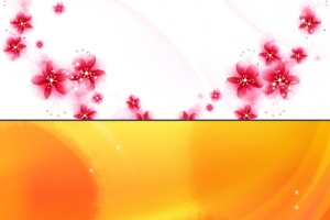 红色漂浮花朵黄色渐变色彩