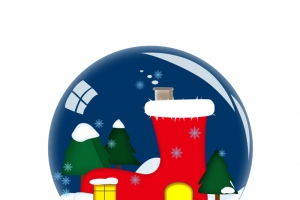 手绘圣诞节夜景水晶球