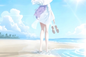 海边唯美少女亚津子平板壁纸
