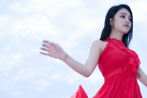 天台粉红色裤子美女李倩倩3440x1440壁纸