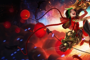 神龙烈焰LOL暴走萝莉金克丝3440x1440壁纸