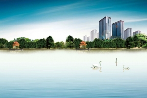 蓝色摄影唯美房地产背景