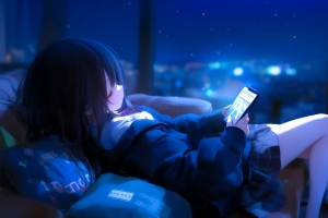 动漫女孩窗外的雪3440x1440带鱼屏超高清壁纸