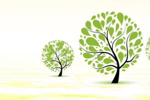 电商背景墙清新小树背景banner