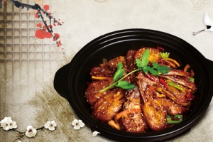淡雅水墨梅花干锅鸭头美食熟食banner