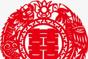 红色剪纸矢量图案