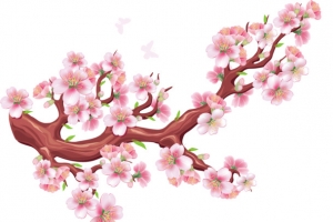 精美中国风粉色桃花插画素材