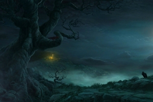 简约梦幻万圣节暗黑夜晚广告banner