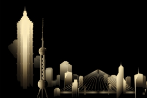 城市建筑大气剪影黑色banner