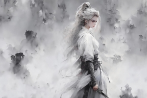 水墨白衣女侠 4K全面屏高清车机壁纸3840x2160免费下载