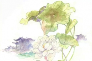 唯美古风水彩插画