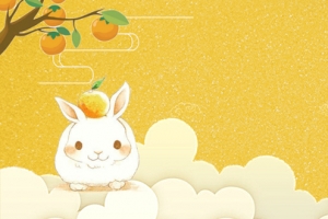 简约卡通手绘兔子月饼中秋淘宝banner