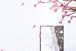传统手绘堆雪人背景图