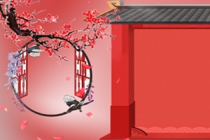 中国古风满园春色背景图